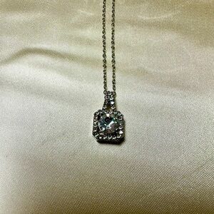 Beautiful square cubic zirconia, and stainless steel necklace